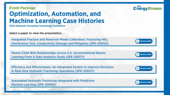 Event Package: Optimization, Automation, and Machine Learning Case Histories - 2022 Hydraulic Fracturing Technology Conference